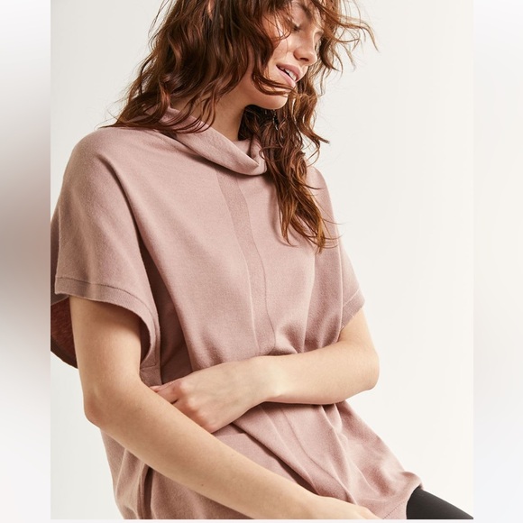 Cowl neck poncho shirt with pockets size M light pink - Picture 3 of 6